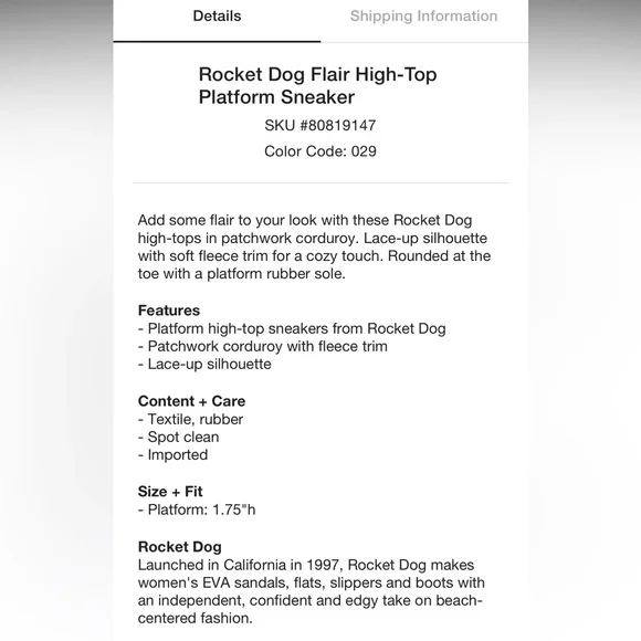 Rocket Dog Flair Corduroy Patchwork Platform Sneakers - Picture 6 of 8